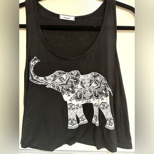 Black Elephant Print Women's Top